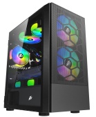 Корпус 1stPlayer FIREBASE X4-M (X4-M-BK-2F7-14-1F7) [Mini Tower, 2 x 140 или 1 x 120 мм, черный]