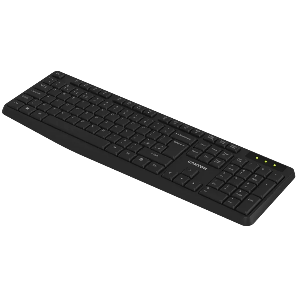 Клавиатура Canyon KB-W01 (CNE-CKEYW01-RU) [мембранная, беспроводная, черная]