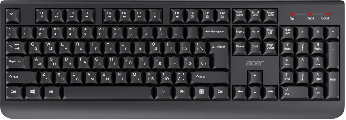 Клавиатура + мышь Acer OCC401 (ZL.ACCCC.016) [Мембранная, беспроводная, клавиш - 104, черная]