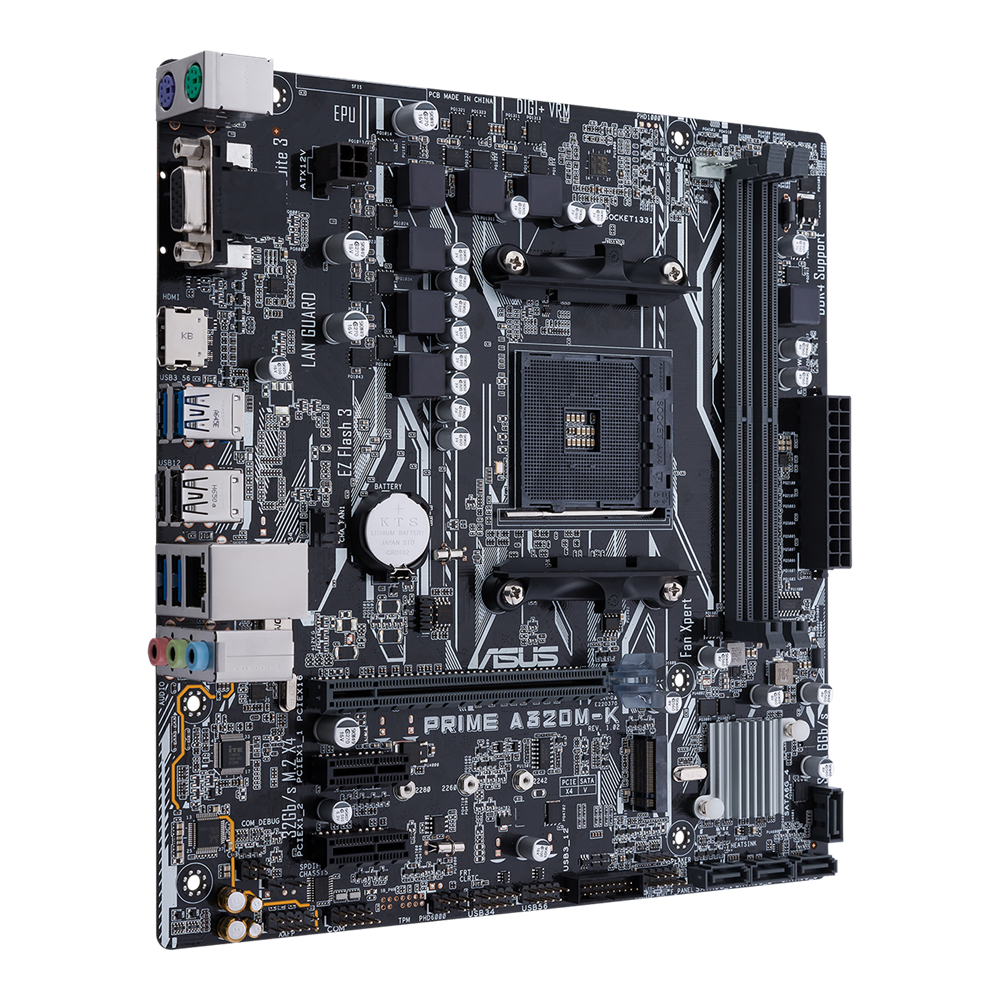 Материнская плата Asus PRIME A320M-K [AM4, AMD A320, 2xDDR 4, 1xM.2, 1xPCI-E x16, Micro-ATX]