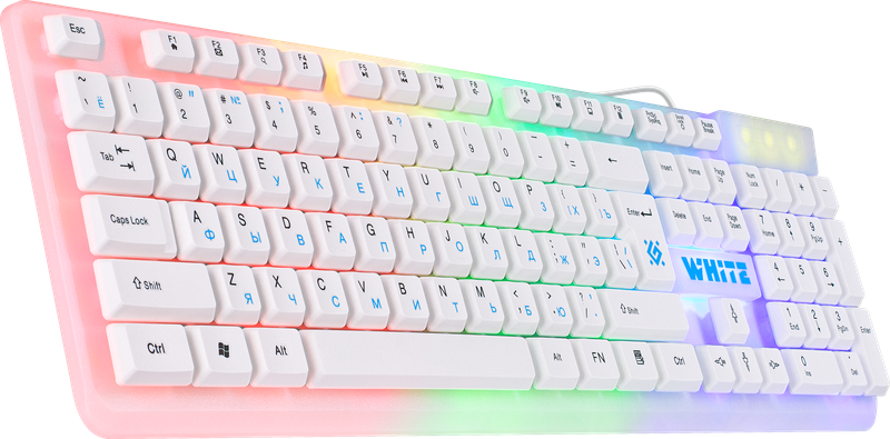 Клавиатура Defender White GK-172 [мембранная, проводная, клавиш - 104, подсветка]
