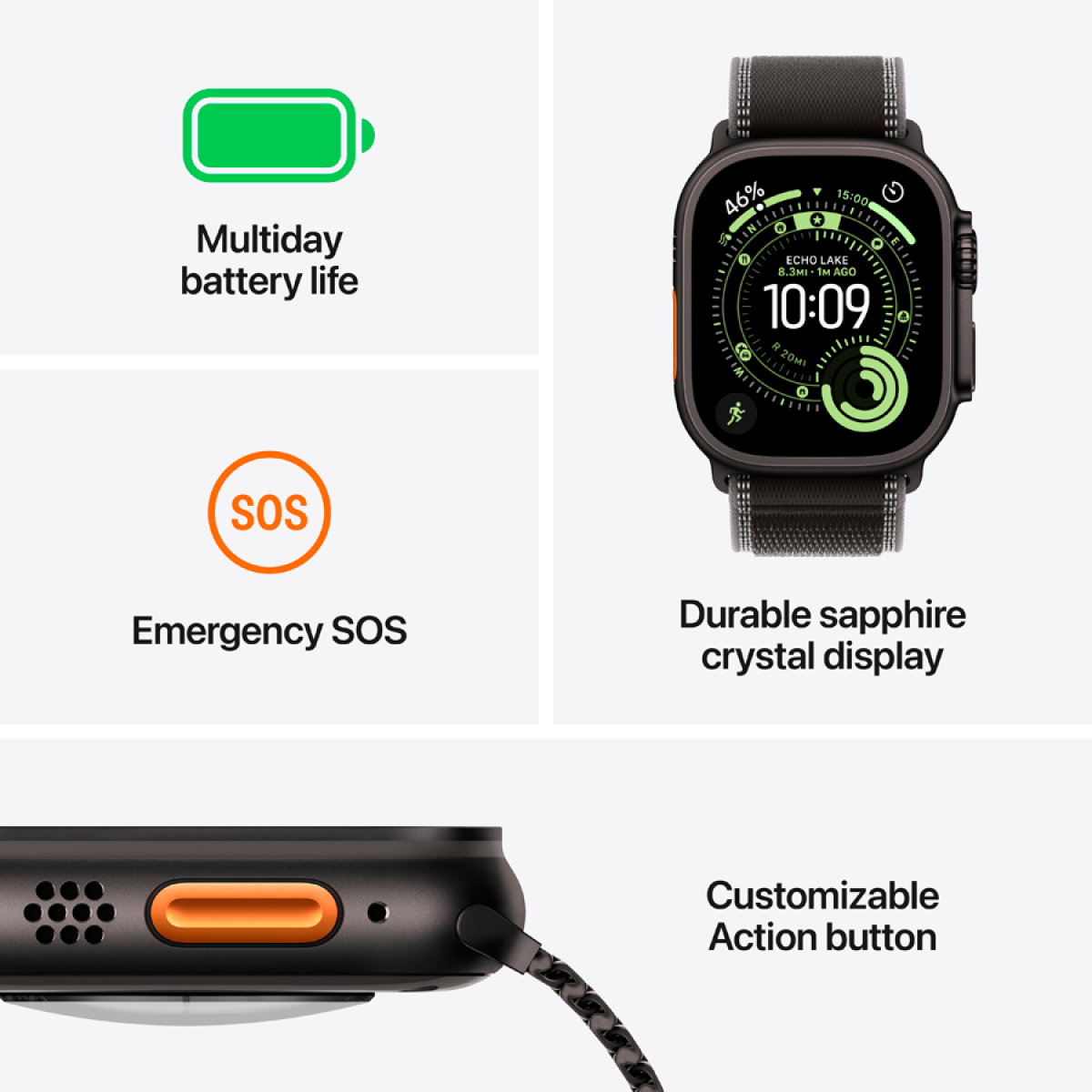 Apple Watch Ultra 3 GPS + Cellular 49mm (MEWY4QR/A) Natural Titanium Case with Natural Titanium Milanese Loop - Medium, Model A3281, серебристый