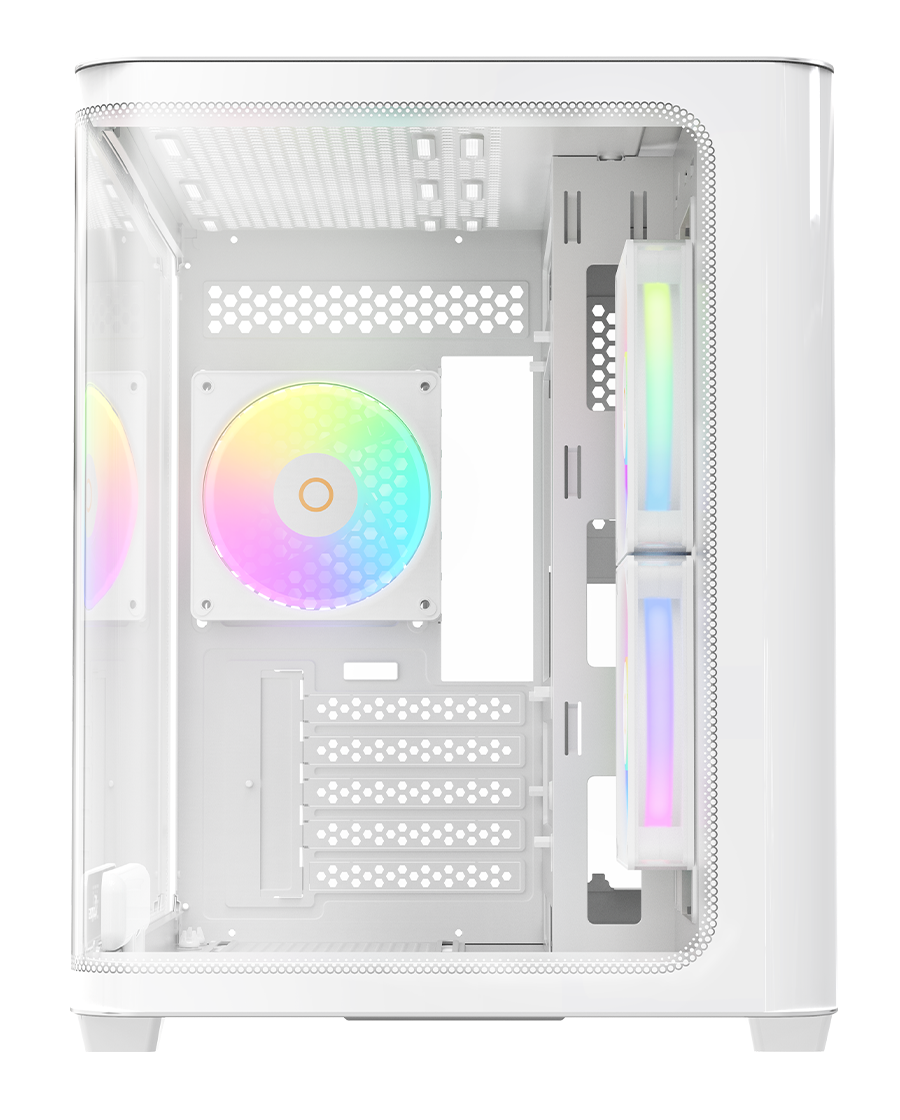 Корпус Ocypus Iota C50 Curve ARGB (Iota-C50-WHD300CD-GL) [Mini Tower, 3 x 120 мм, белый]