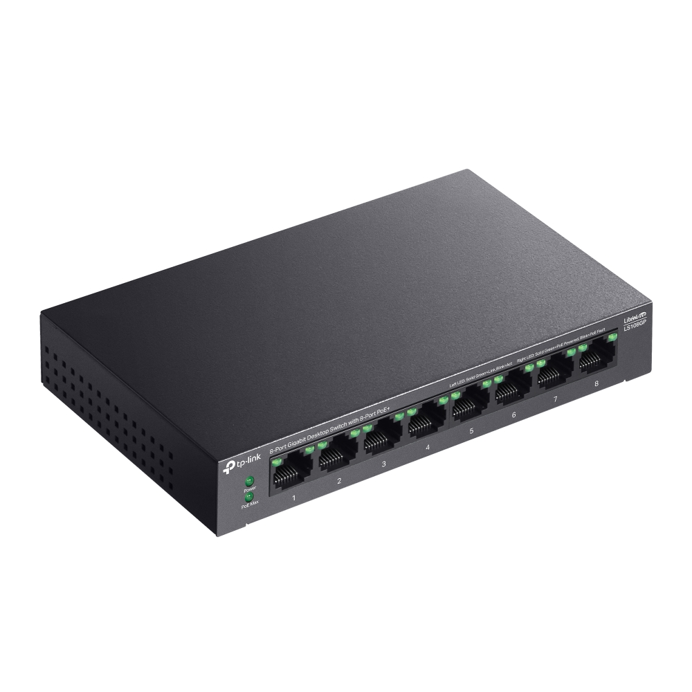 Коммутатор Tp-Link LS108GP PoE+ GbE  8-портовый 