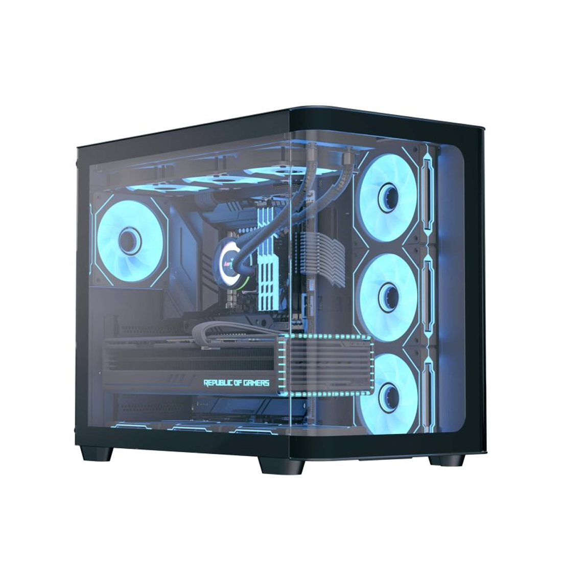 Корпус AeroCool P500C P500C-G-BK-v1 (ACCM-PN01043.11) [Midi Tower, 120 мм x 4 ARGB, черный]