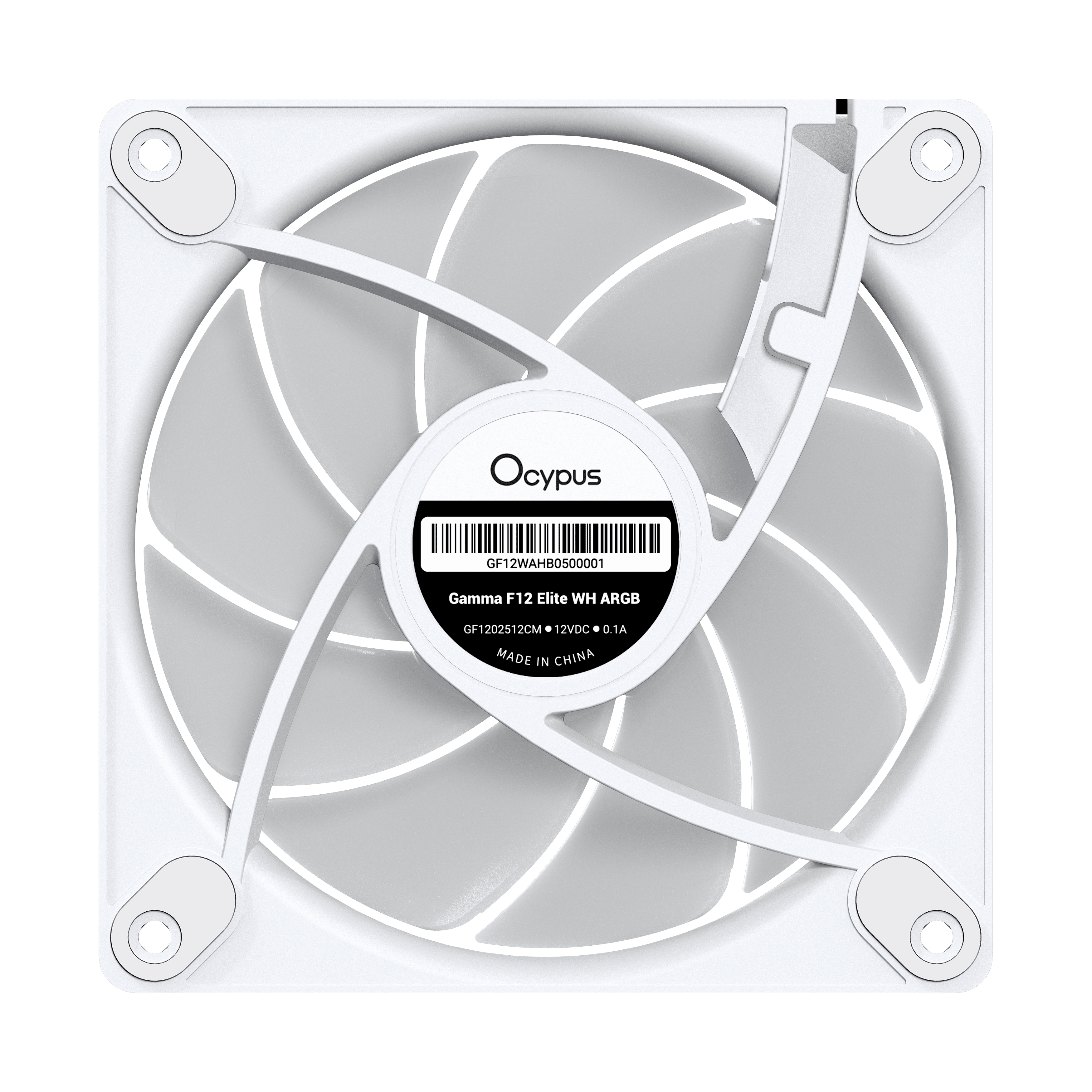 Вентилятор для корпуса Ocypus Gamma F12 Elite WH ARGB [120 x 120 мм, 1800 об/мин, 56 CFM, 26 дБ, PWM]