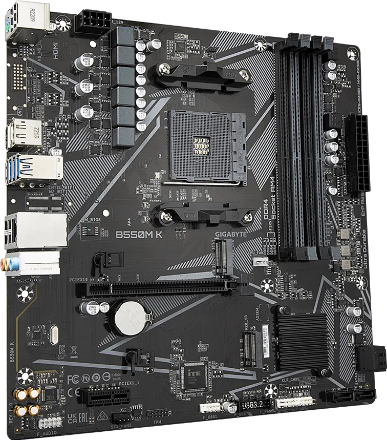 Материнская плата Gigabyte B550M K [AM4, AMD B550, 4xDDR 4, 2xM.2, 1xPCI-E x16, Micro-ATX]