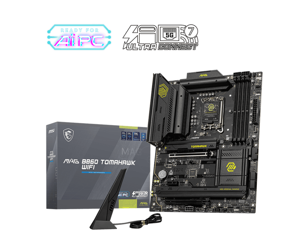 Материнская плата MSI MAG B860 TOMAHAWK WIFI LGA1851 4xDDR5 4xSATA3 RAID 3xM.2 HDMI DP 2xType-C ATX