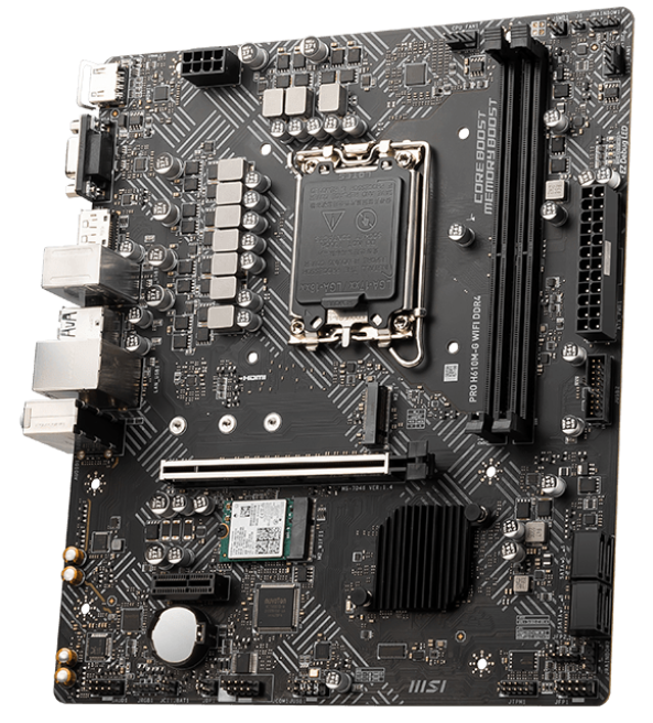 Материнская плата MSI PRO H610M-G WIFI DDR4 [LGA 1700, Intel H610, 2xDDR 4, 1xM.2, 1xPCI-E x16, Micro-ATX]