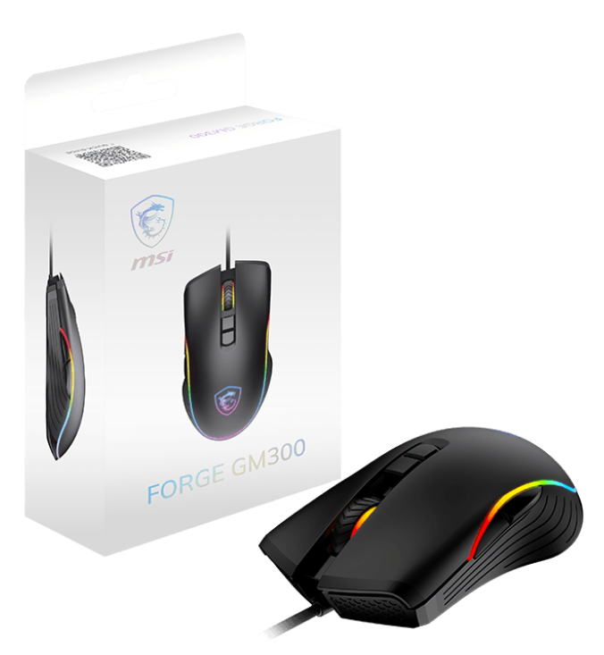 Мышь MSI FORGE GM300 [проводная, светодиодная, 7200 DPI, подсветка, черная]
