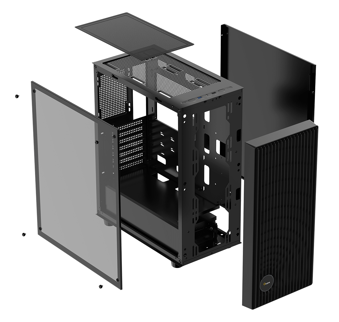 Корпус Ocypus Gamma C70 BK ARGB (Gamma-C70-BKG400XX-GL) [Midi Tower, 4 x 120 мм, черный]