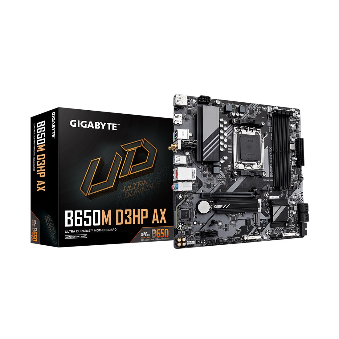 Материнская плата Gigabyte B650M D3HP AX [AM5, AMD B650, 4xDDR 5, 1xM.2, 1xPCI-E x16, Micro-ATX]