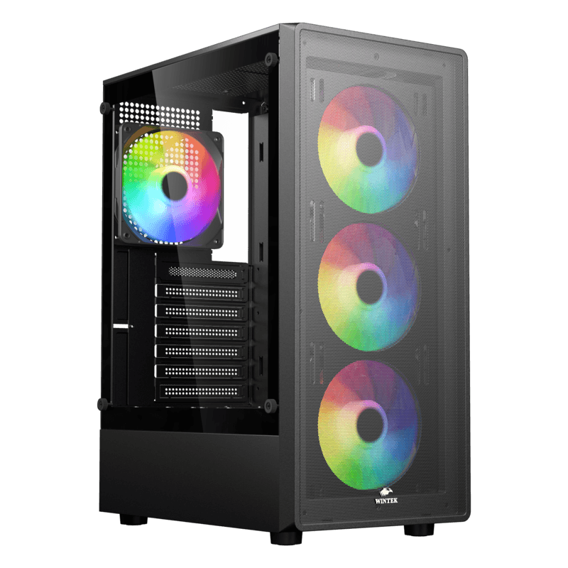 Корпус Wintek Miracle (A01-B-M TG) [Midi Tower, 4 x 120 мм FRGB, Черный]