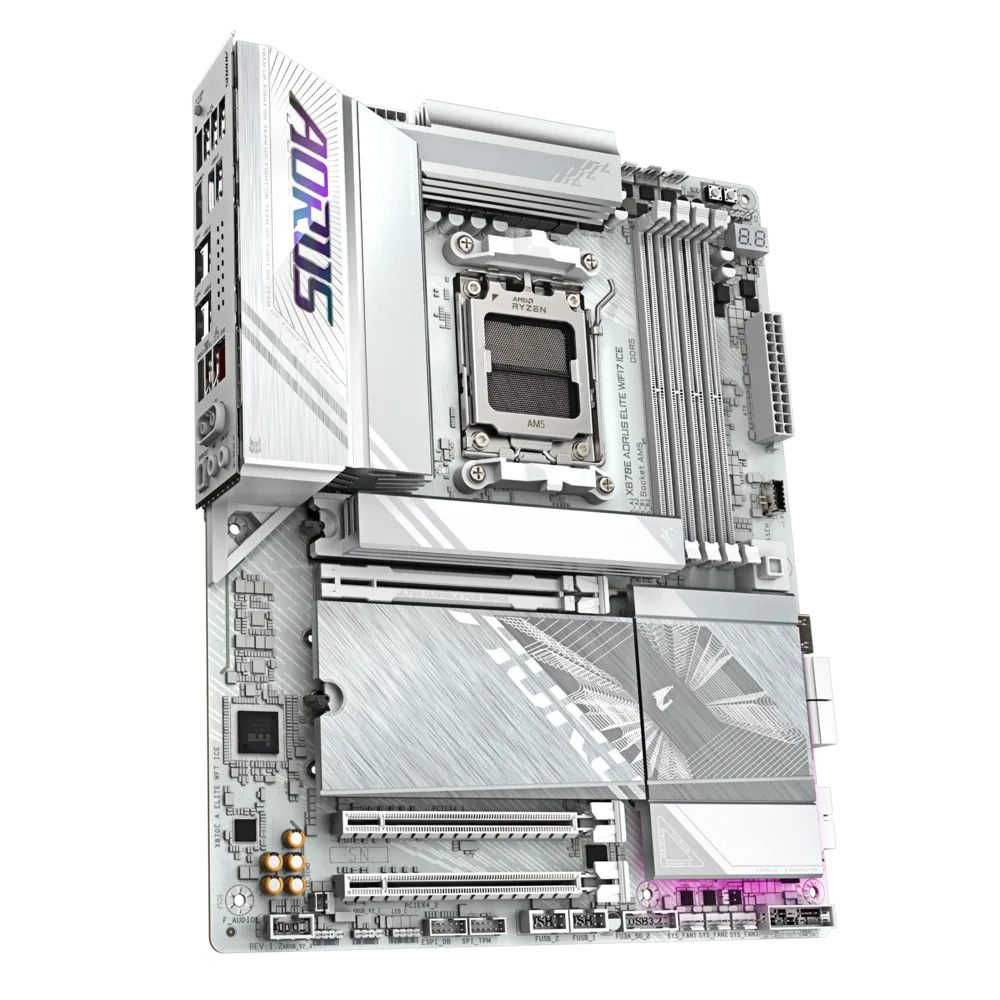 Материнская плата Gigabyte X870E AORUS ELITE WIFI7 ICE [AM5, AMD X870E, 4xDDR 5, 4xM.2, 3xPCI-E x16, Standard-ATX]