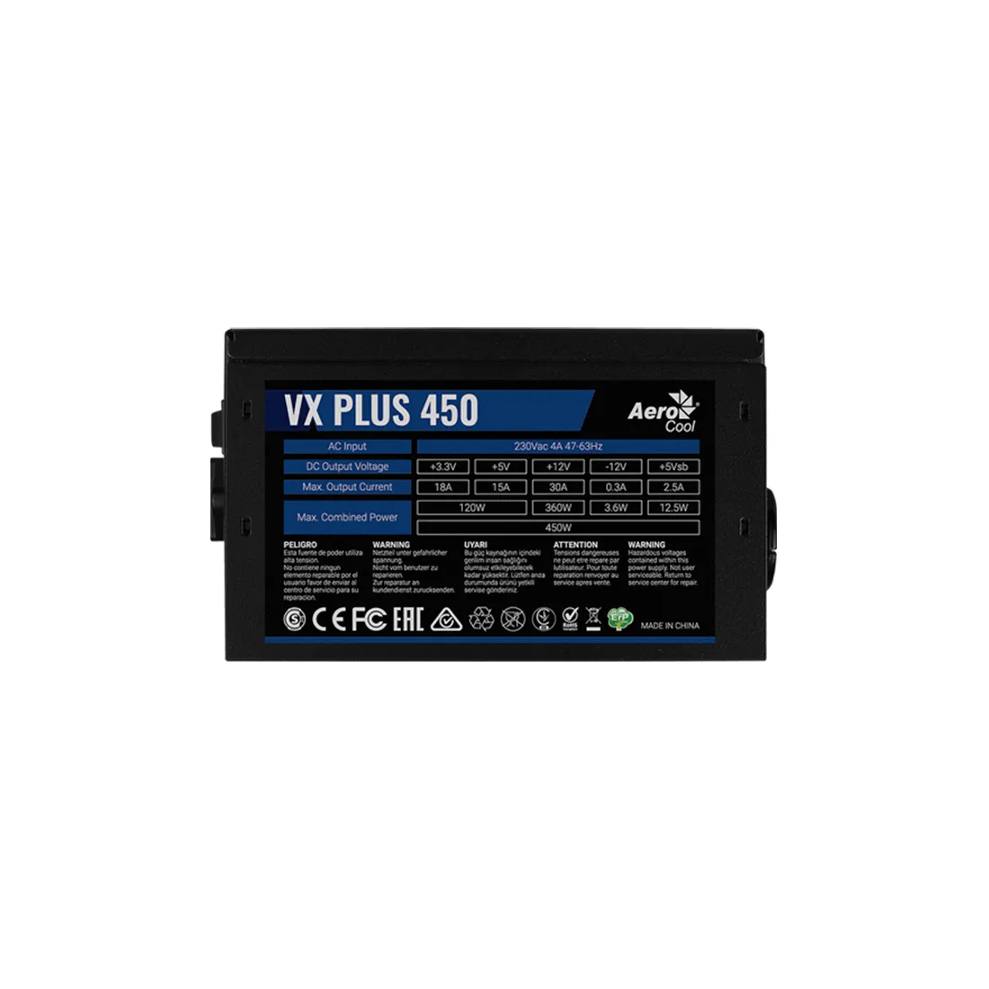 Блок питания AeroCool VX PLUS Stealth 450 (ACPN-VS45NEY.12) [450 Вт, 80 PLUS нет, 2x SATA, 1x 6+2 pin PCIe, 1x 4+4 pin CPU, EPS12V, ATX]