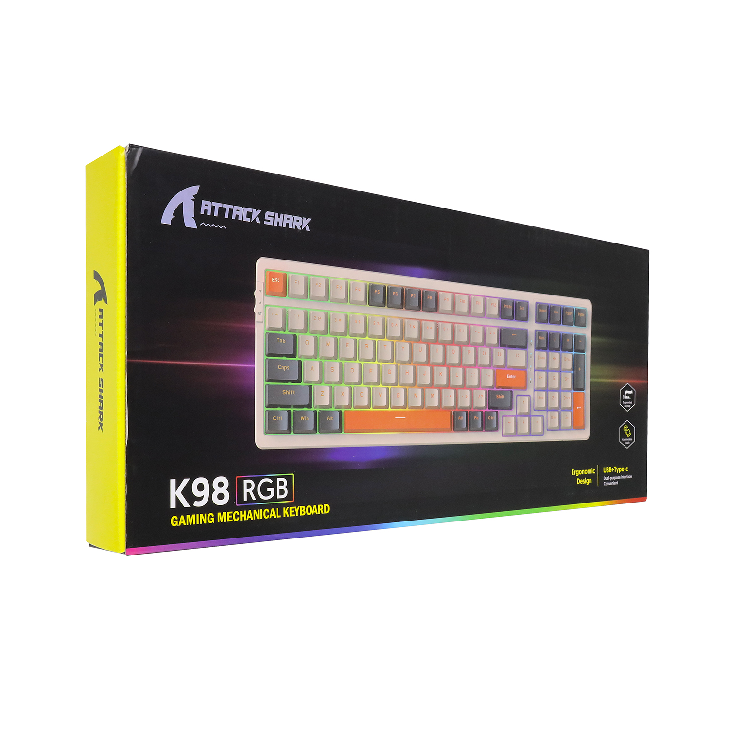 Клавиатура Attack Shark K98 [Механическая, беспроводная, клавиш - 100, подсветка, белая]