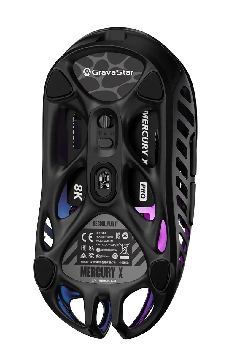 Мышь Gravastar Mercury X [беспроводная, светодиодная, 32000 DPI, 1000 Гц подсветка, черная]