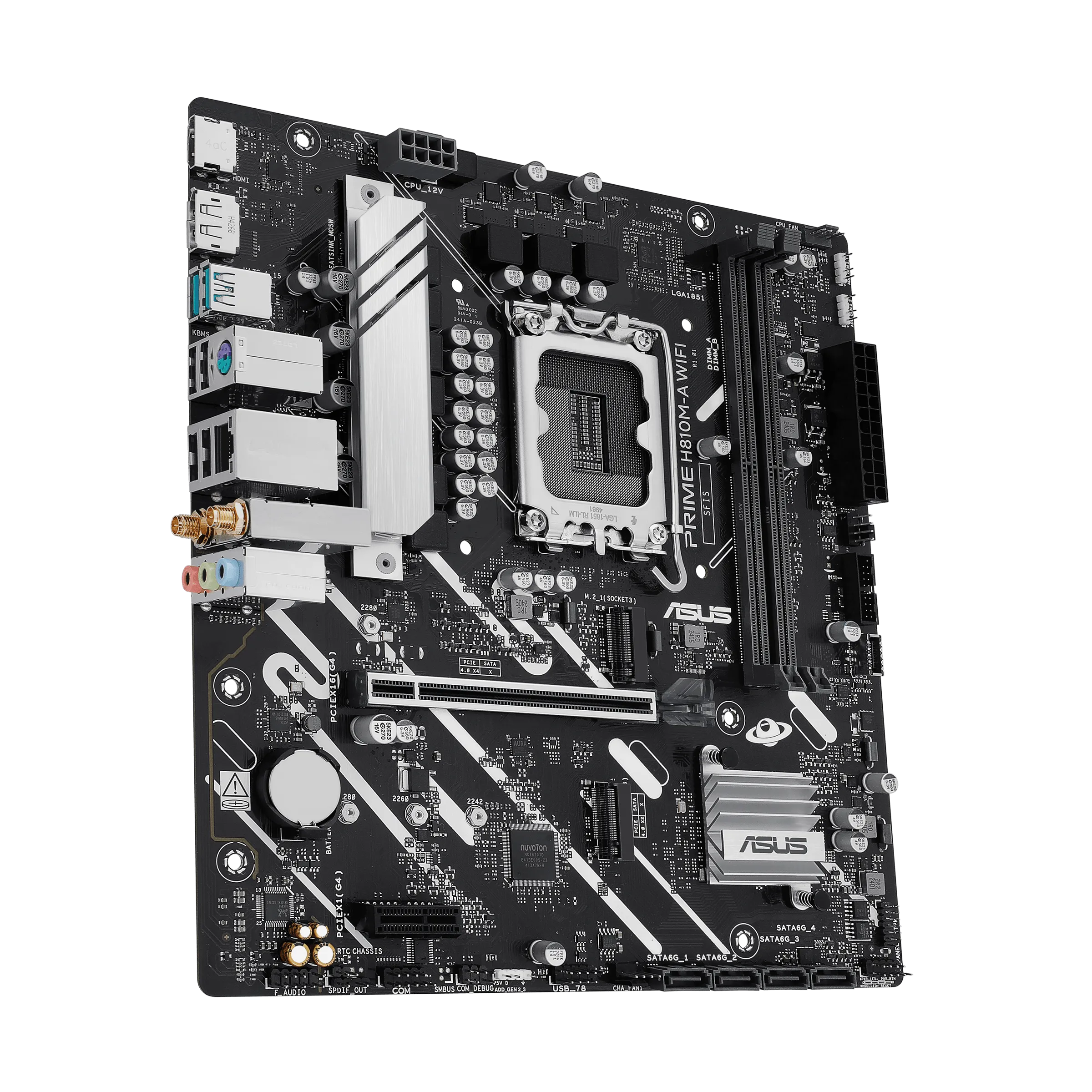 Материнская плата Asus PRIME H810M-A WIFI [LGA 1851, Intel H810, 2xDDR 5, 2xM.2, 1xPCI-E x16, Micro-ATX]