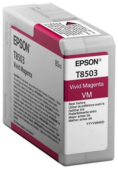 Картридж струйный Epson C13T85030N VividMagenta T850300 UltraChrome HD, оригинальный, пурпурный, 80 мл