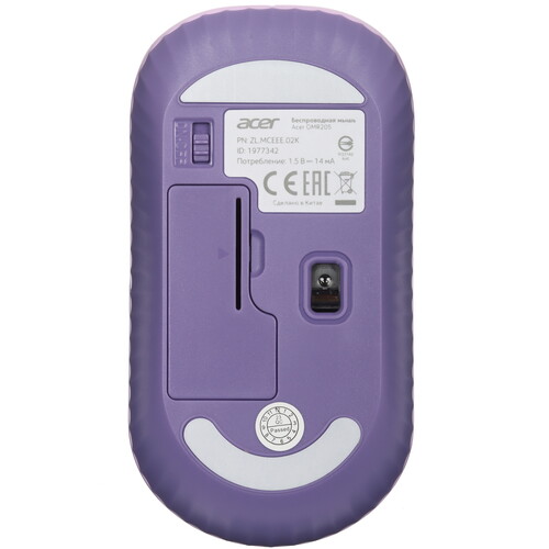 Мышь Acer OMR205 (ZL.MCEEE.02K) [беспроводная, светодиодная, 1200 DPI, фиолетовый]