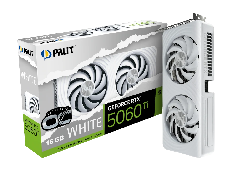 Видеокарта Gigabyte RTX5060Ti WHITE OC 16GB (NE7506TU19T1-GB2061M) [16 ГБ, GDDR7, 128 бит, HDMI, DisplayPort (3 шт)]