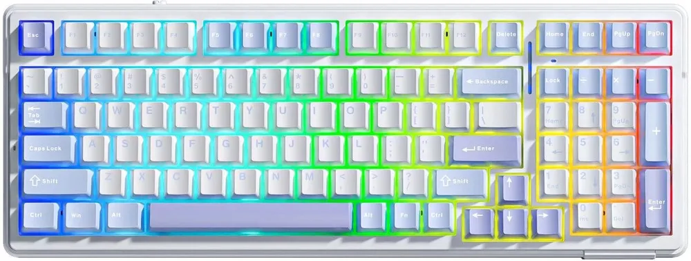 Клавиатура Aula F99 [механическая, проводная + беспроводная, RGB подсветка, Leobog Graywood V3, синяя]
