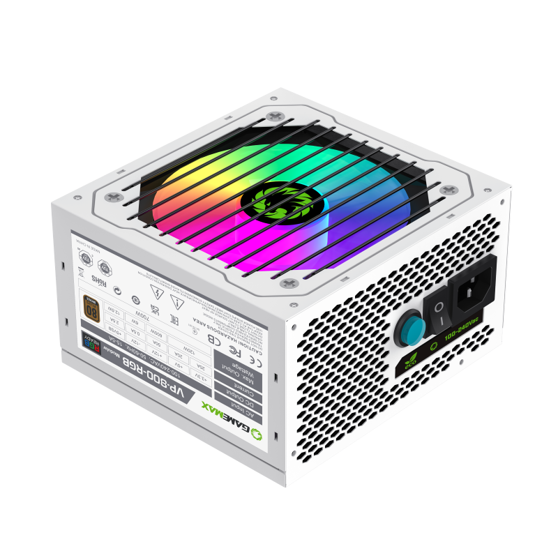 Блок питания GameMax VP-800-RGB-M White [800 Вт, 80 PLUS Bronze, 6x SATA, 2x 6+2 pin PCIe, 1x 4+4 pin CPU, EPS12V, ATX]