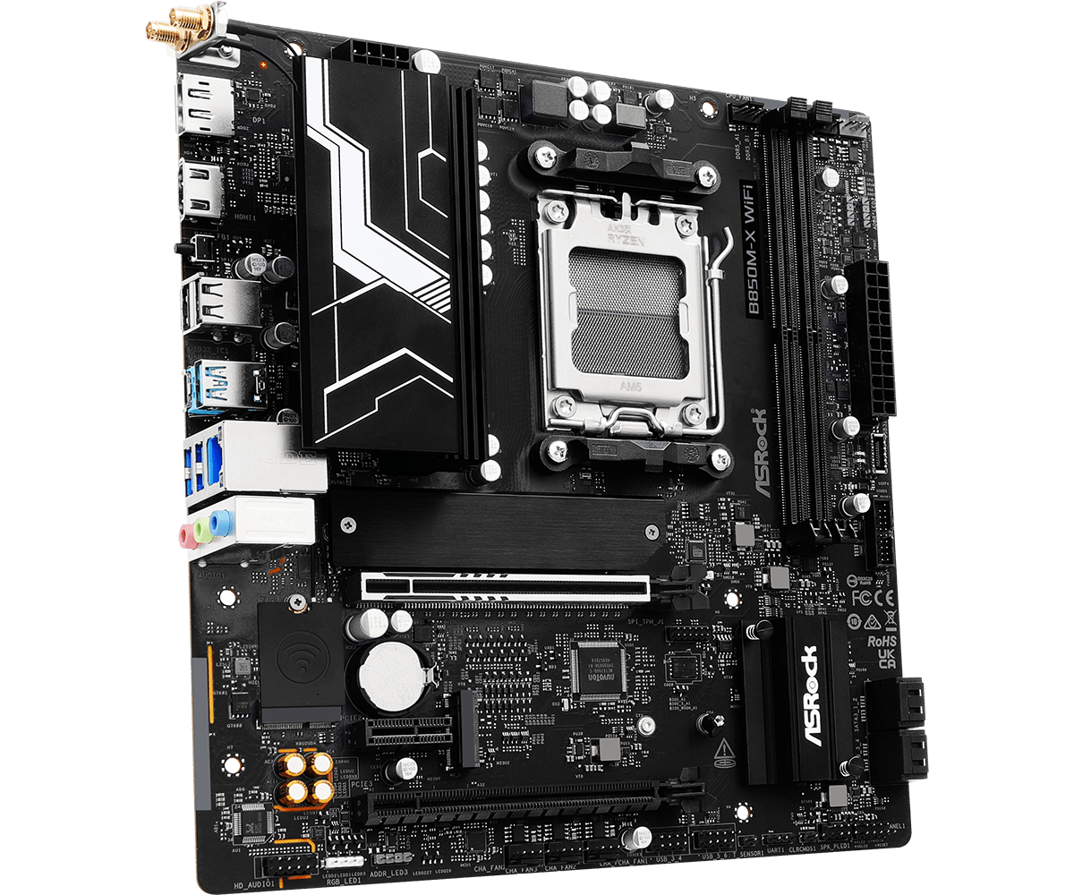 Материнская плата ASRock B850M-X WIFI R2.0 [AM5, AMD B850, 2xDDR 5, 2xM.2, 2xPCI-E x16, Micro-ATX]