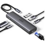 Концентратор UGREEN CM512 (45000) USB-C to HDMI(4K@60Hz)+2A2C+GigabitRJ45+PD(100W) 