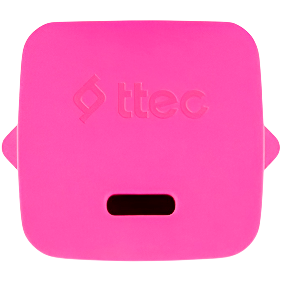 ttec SmartCharger GAN 20W PD (2SCG20LNP) Travel Fast Charger + USB-C - Lightning Cable 120cm, Neon Pink