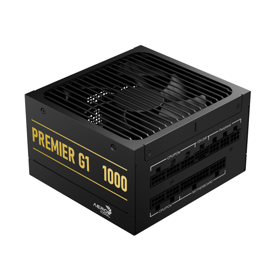 Блок питания AeroCool PREMIER G1 1000 (ACPG-PRK0FEC.71) [1000 Вт, 80 PLUS Gold, 8x SATA, 1 x 16 pin (12VHPWR), 3 x 6+2 pin PCIe, 2x 4+4 pin CPU, ATX]