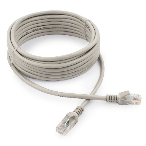 Патч-корд UTP Cablexpert PP12-5M [5e, 5м, RJ-45, литой, многожильный, серый]