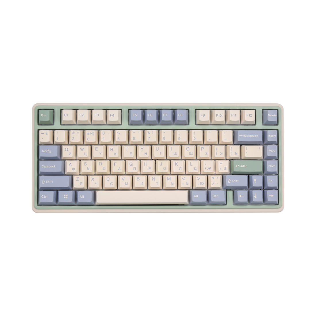 Клавиатура Varmilo Eucalyptus VXH81 (A60A046D3A3A06A051) [механическая, проводная + беспроводная, белая подсветка, Cherry MX Brown, розовая]