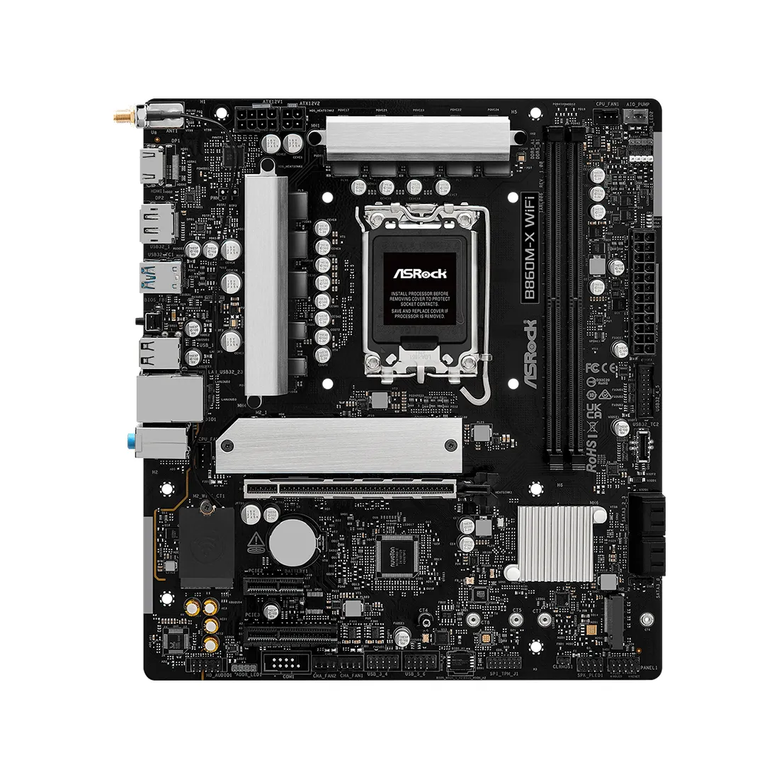 Материнская плата ASRock B860M-X WIFI [LGA 1851, Intel B860, 2xDDR 5, 2xM.2, 1xPCI-E x16, Micro-ATX]