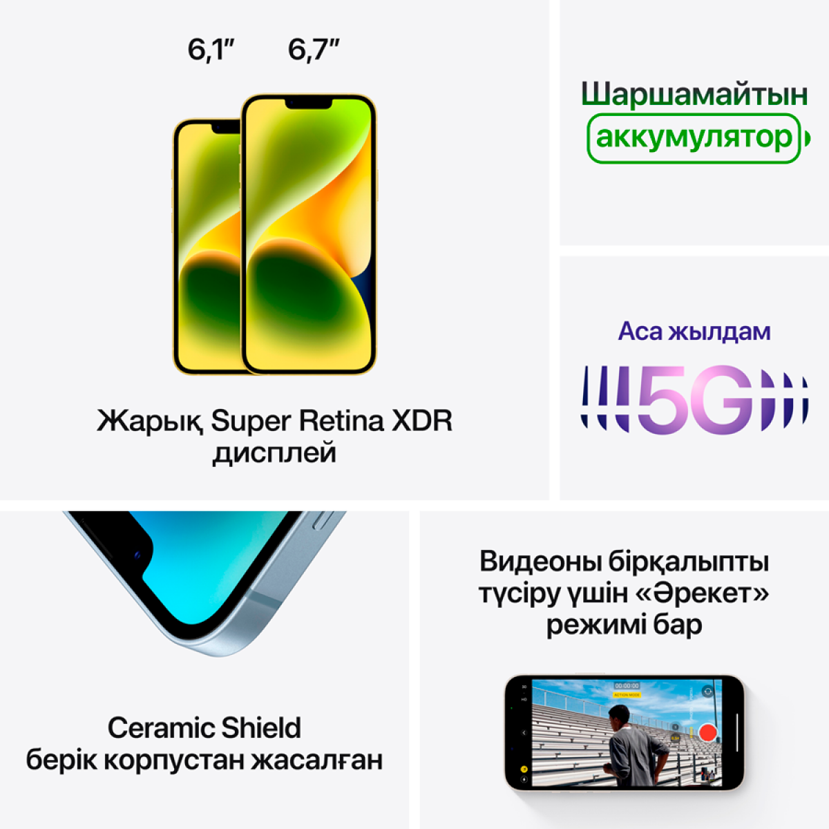 Смартфон Apple iPhone 14 [6.1", 128 ГБ, 6 ГБ, Черный]