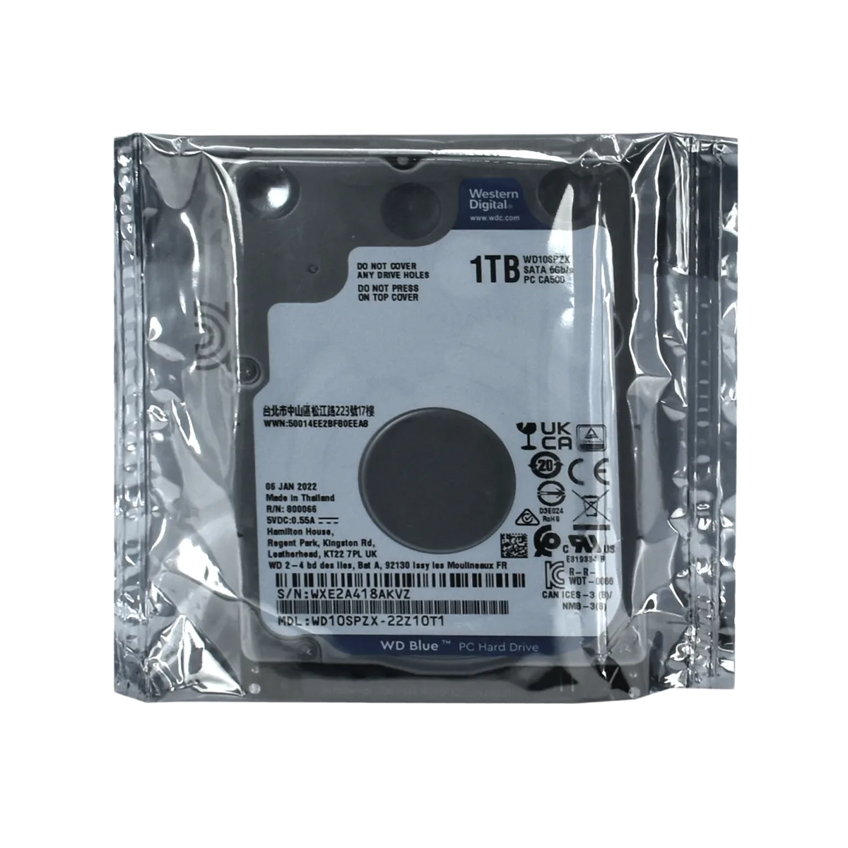 Жесткий диск 2.5" Western Digital Blue,  1 TB HDD WD10SPZX, 5400rpm, 128MB, 7mm, SATA 6Gb/s