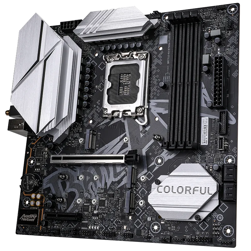 Материнская плата Colorful BATTLE-AX (B760M-PLUS WIFI D5 V20) [LGA 1700, Intel B760, 4xDDR 5, 3xM.2, 1xPCI-E x16, Micro-ATX]