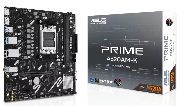 Материнская плата Asus PRIME A620AM-K [AM5, AMD A620, 2xDDR 5, 1xM.2, 1xPCI-E x16, Micro-ATX]