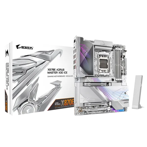 Материнская плата Gigabyte X870E AORUS MASTER X3D ICE (X870E A MASTER X ICE) [AM5, AMD X870E, 4xDDR 5, 3xM.2, 3xPCI-E x16, Standard-ATX]
