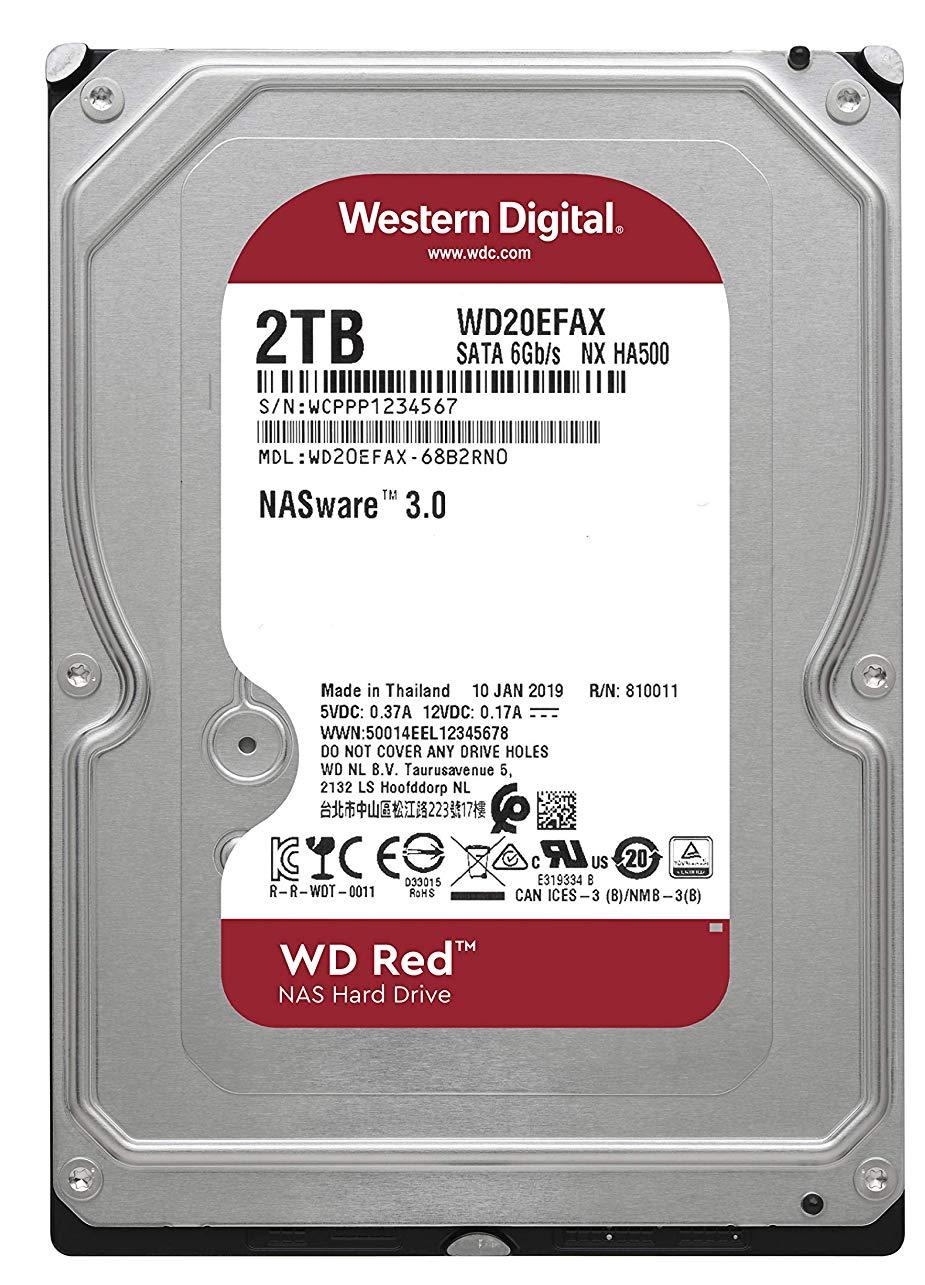Жесткий диск Western Digital Red WD20EFAX [2 ТБ, 3.5", SATA III, 5400 об/мин, кэш - 256 МБ, сетевой накопитель (NAS)]