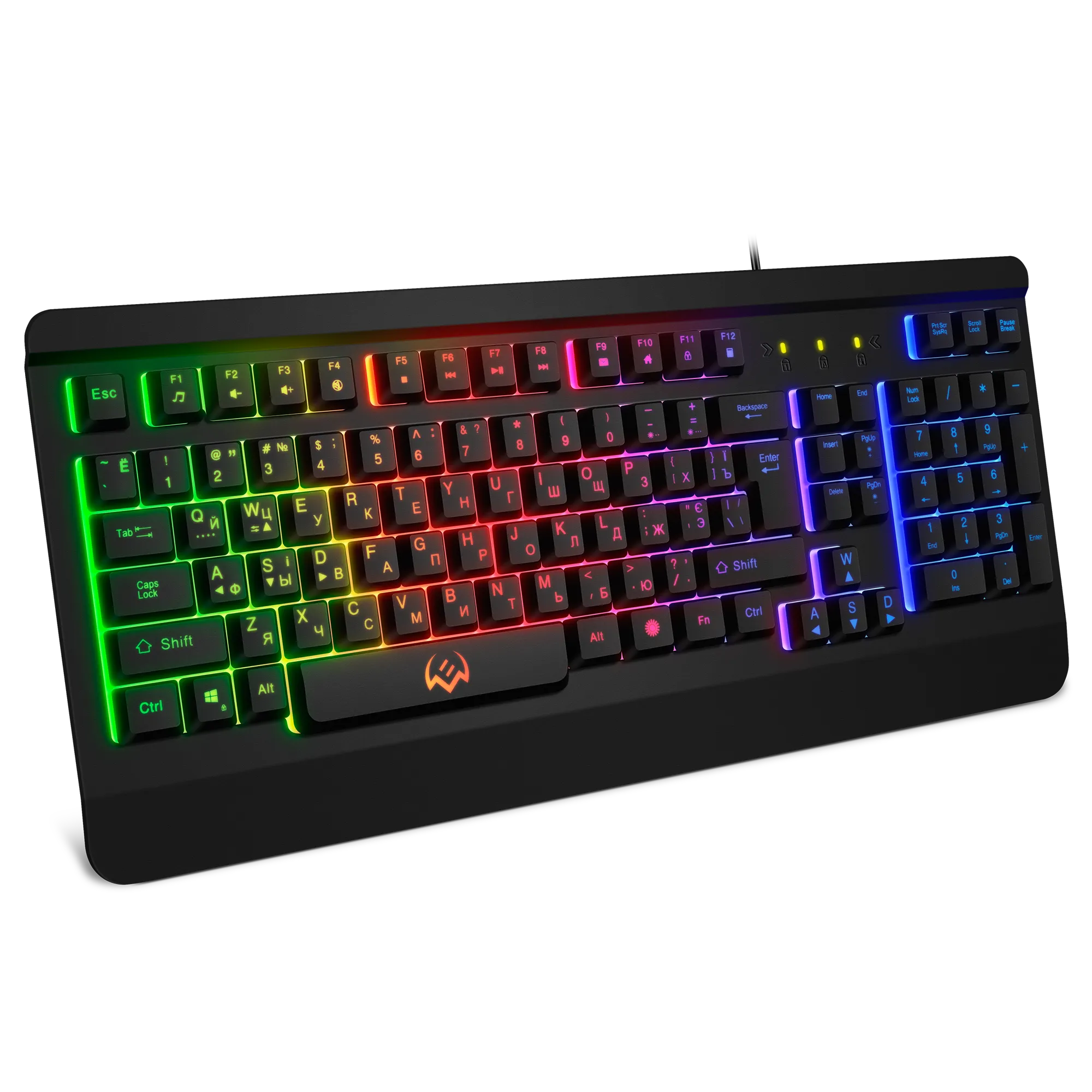 Клавиатура SVEN KB-G9450 [мембранная, проводная, RGB подсветка, черная]