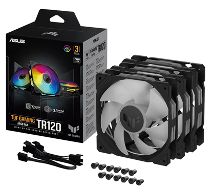 Вентилятор для корпуса ASUS TUF GAMING TR120 FAN ARGB BLACK 3IN1 120x120x28 AuraSync TR120-1/BK/3 IN