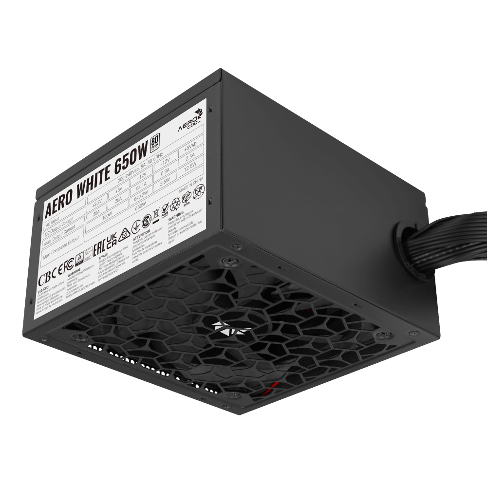 Блок питания AeroCool AERO WHITE 650W (ACPW-AR65AEC.12) [650 Вт, 80 PLUS White, 6x SATA, 2 x 6+2 pin PCIe, 2x 4+4 pin CPU, ATX]