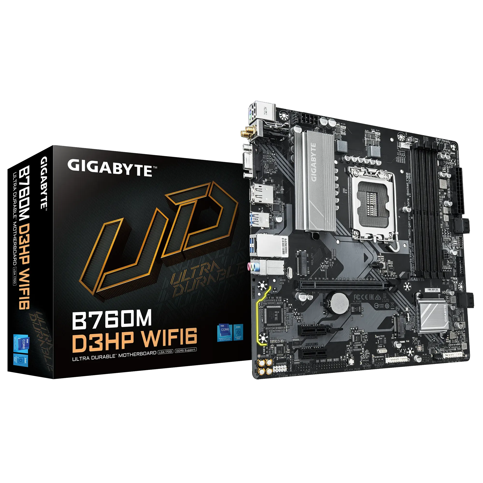 Материнская плата Gigabyte B760M D3HP WIFI6 [LGA 1700, Intel B760, 4xDDR 5, 2xM.2, 1xPCI-E x16, Micro-ATX]