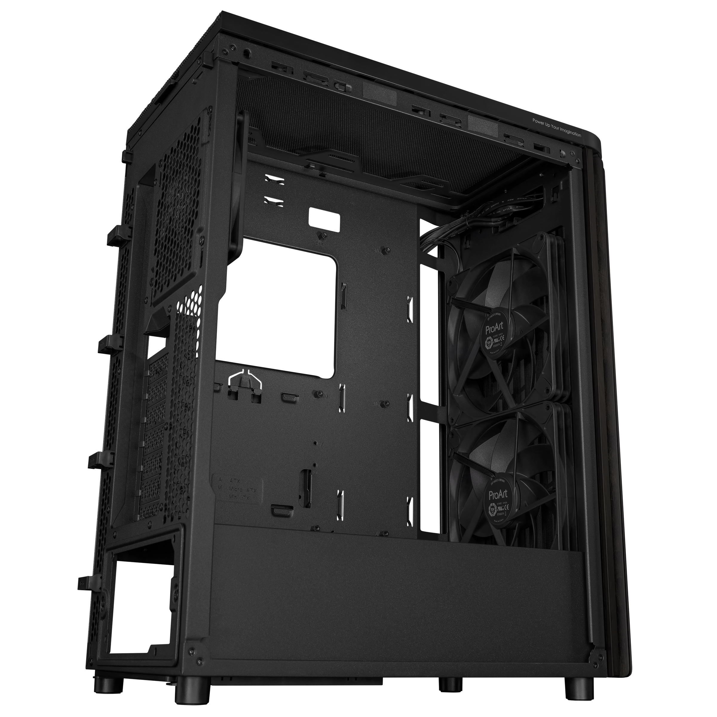 Корпус Asus PROART PA401 WOOD METAL (90DC00M0-B39010) [Midi Tower, 1 x 120 мм, 2 x 160 мм, черный]