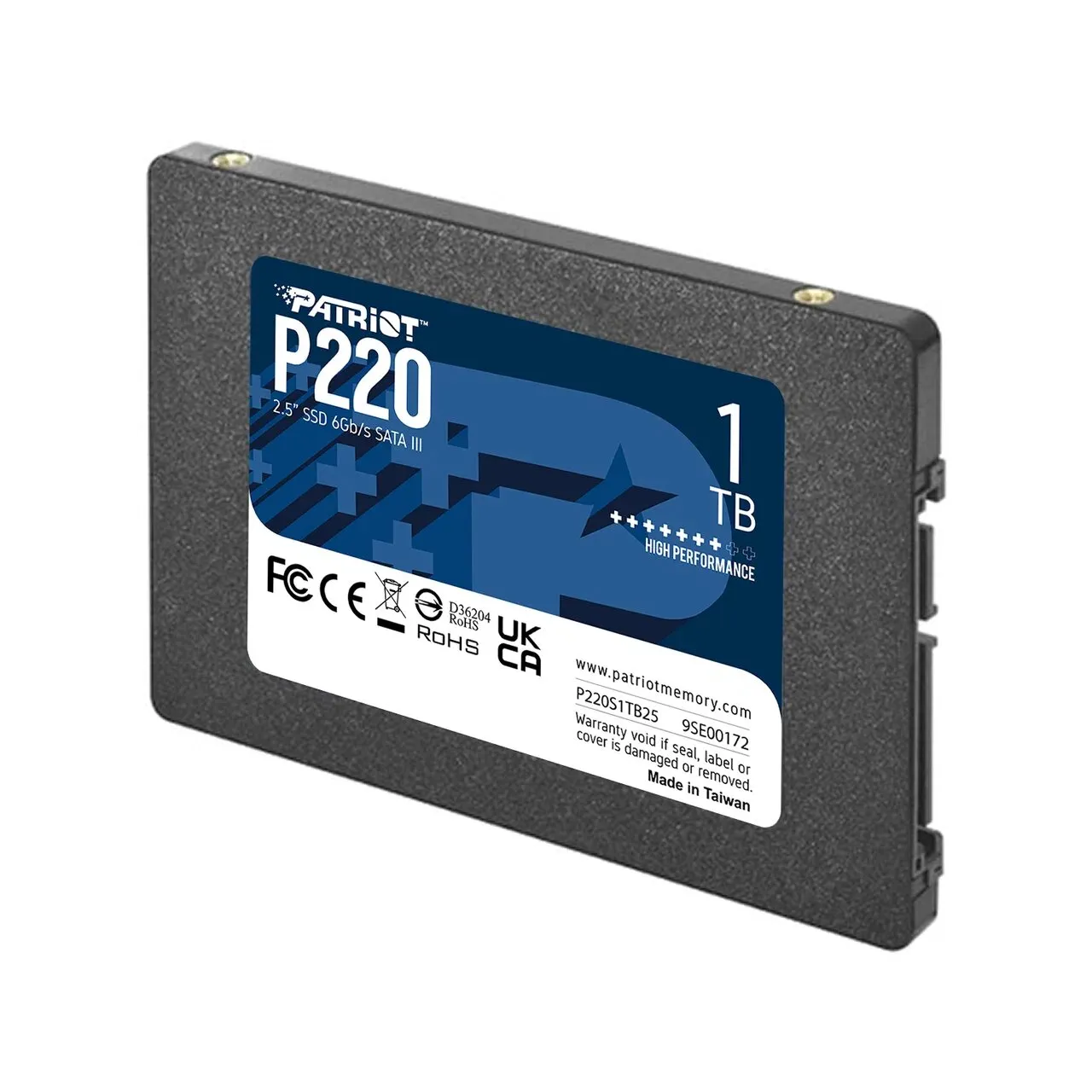 SSD накопитель Patriot P220 (P220S1TB25) [1 ТБ, 2.5" SATA III, чтение: 550 МБ/с, запись: 500 МБ/с, TLC]