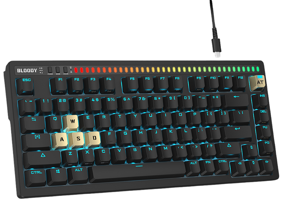 Клавиатура Bloody AT75 [механическая, проводная, RGB подсветка, Optical switches, черная]