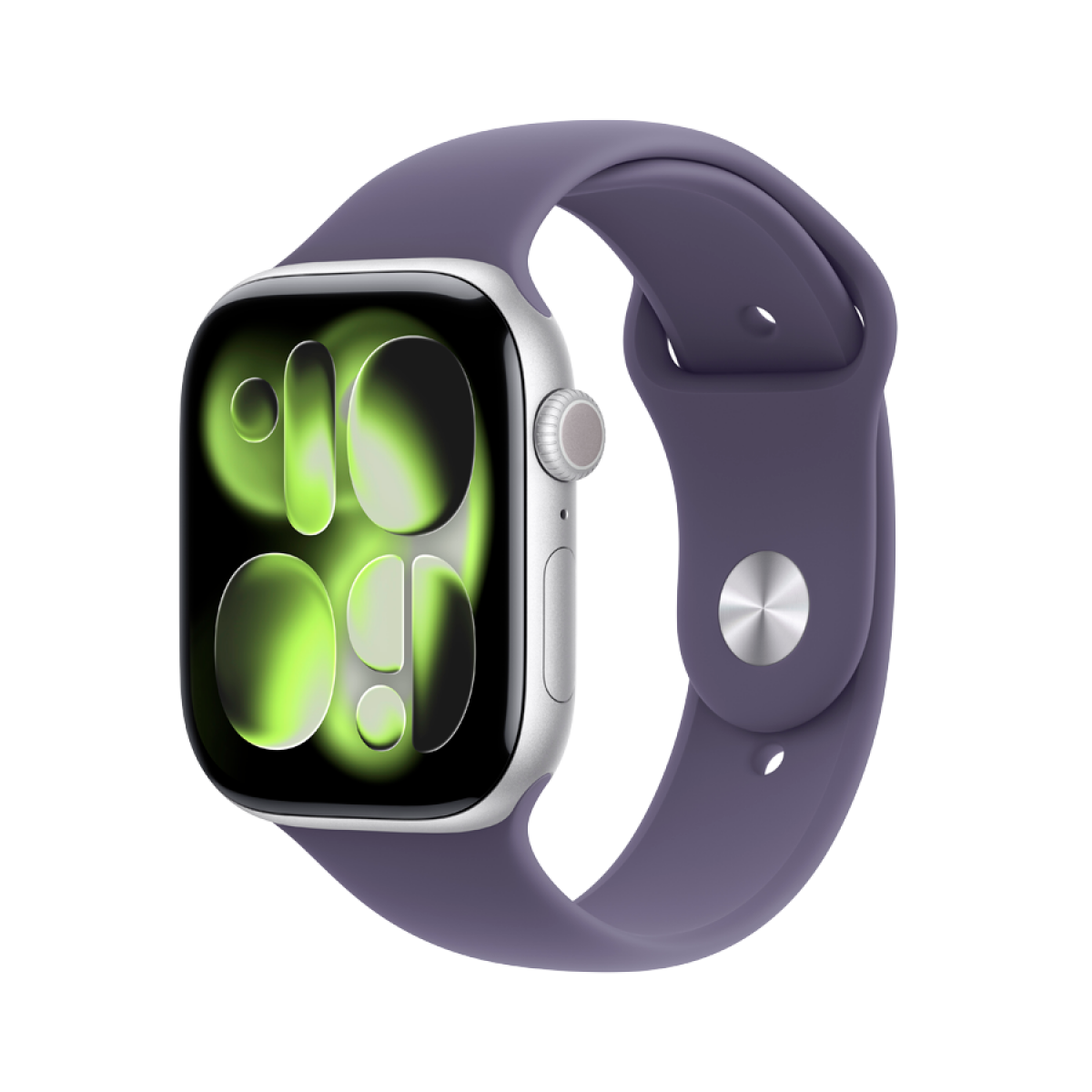 Apple Watch Series 11 GPS 46mm (MEVA4RK/A) Silver Aluminium Case with Purple Fog Sport Band - M/L, Model A3333, серебристый + фиолетовый