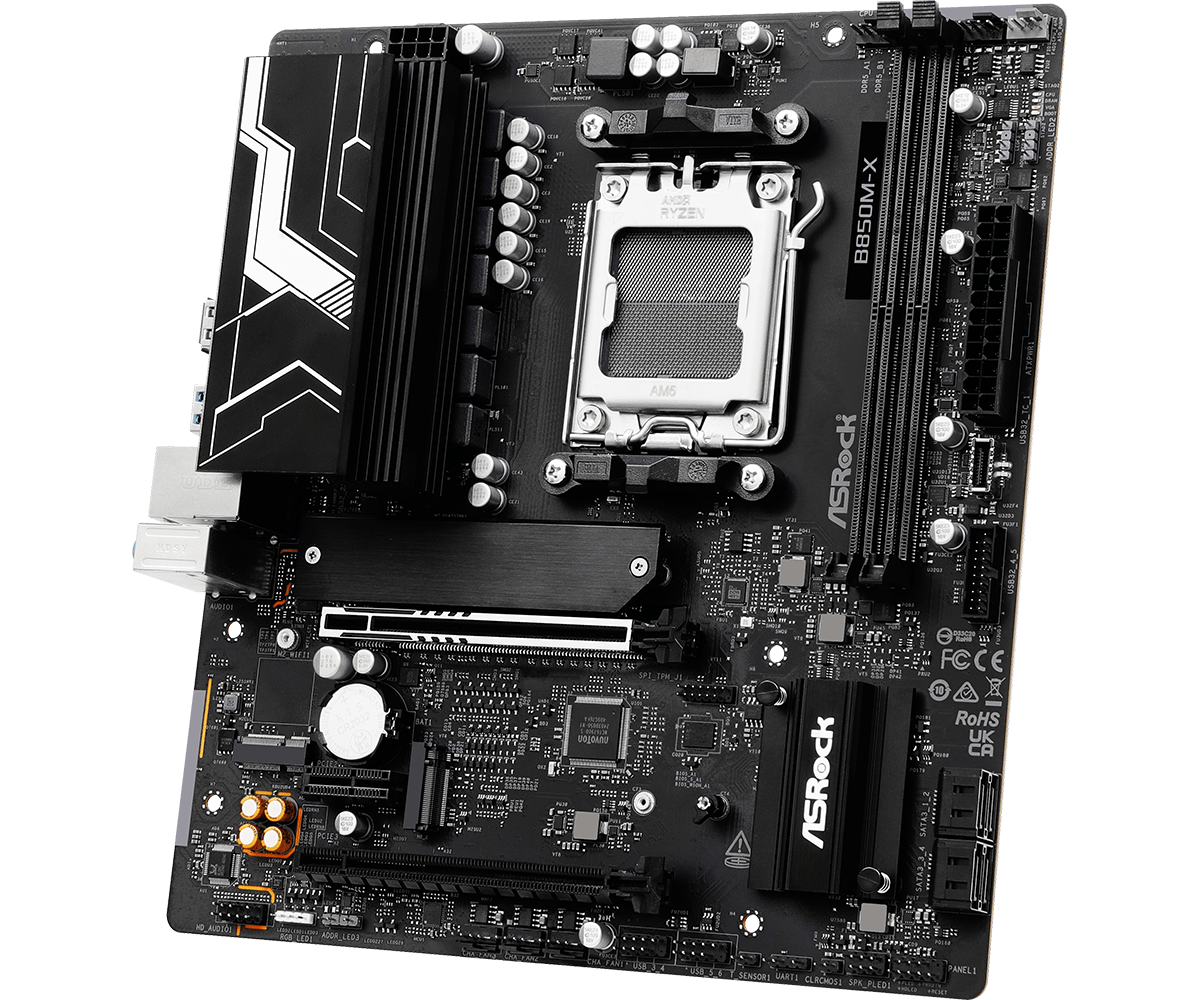 Материнская плата ASRock B850M-X R2.0 [AM5, AMD B850, 2xDDR 5, 2xM.2, 2xPCI-E x16, Micro-ATX]