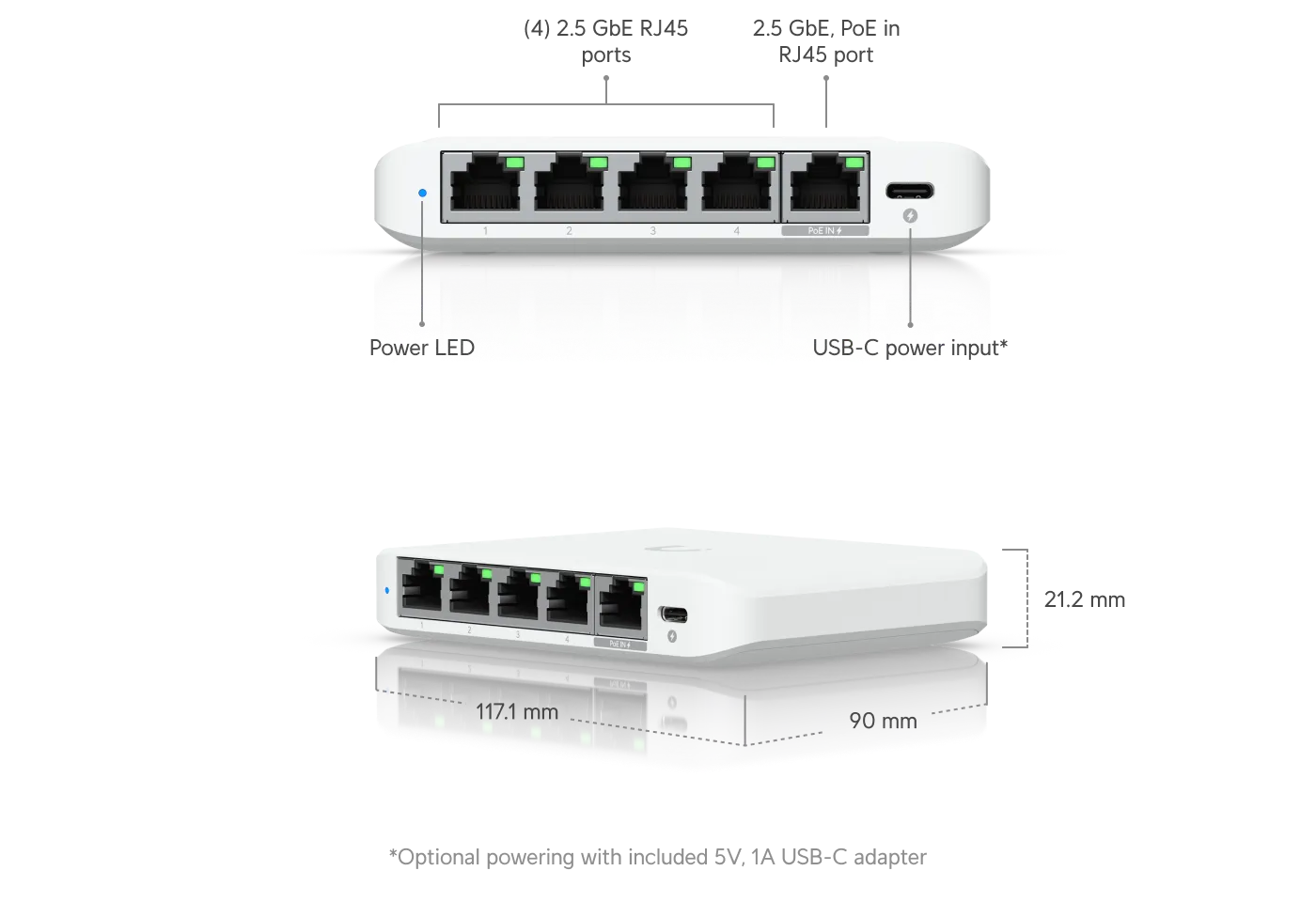 Коммутатор Ubiquiti Flex Mini 2.5G (USW-Flex-2.5G-5), управляемый
